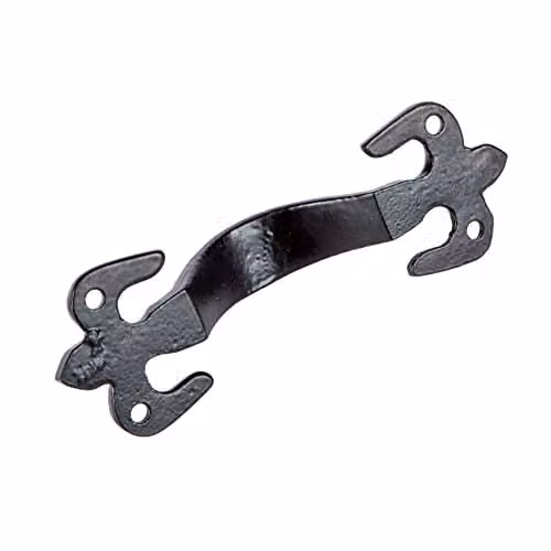 Hammer and Tongs Rustic Fleur De Lis Iron Door Handles in Matt Black, Pack of 2 – 3