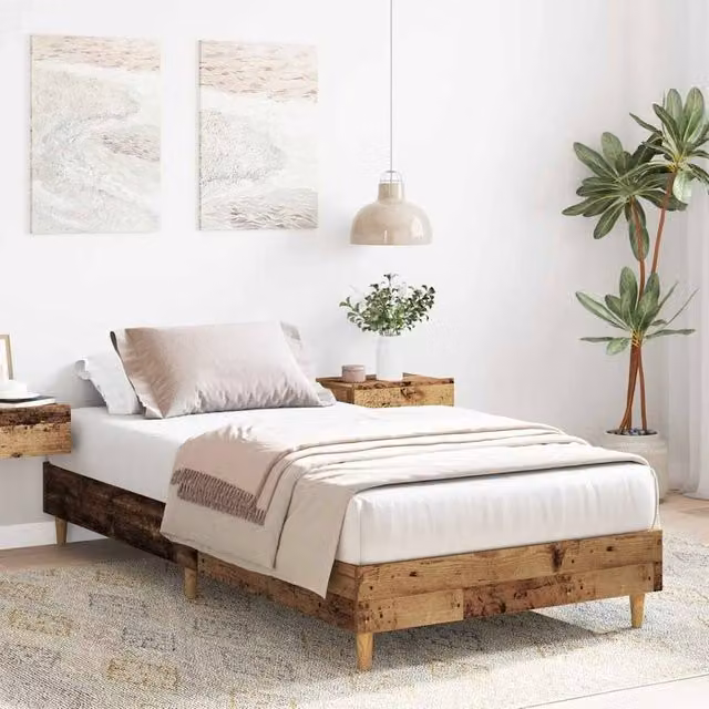 Berkfield Home Rustic Small Single Bed Frame in Brown, W/D/H: 80 x 190 cm – 1