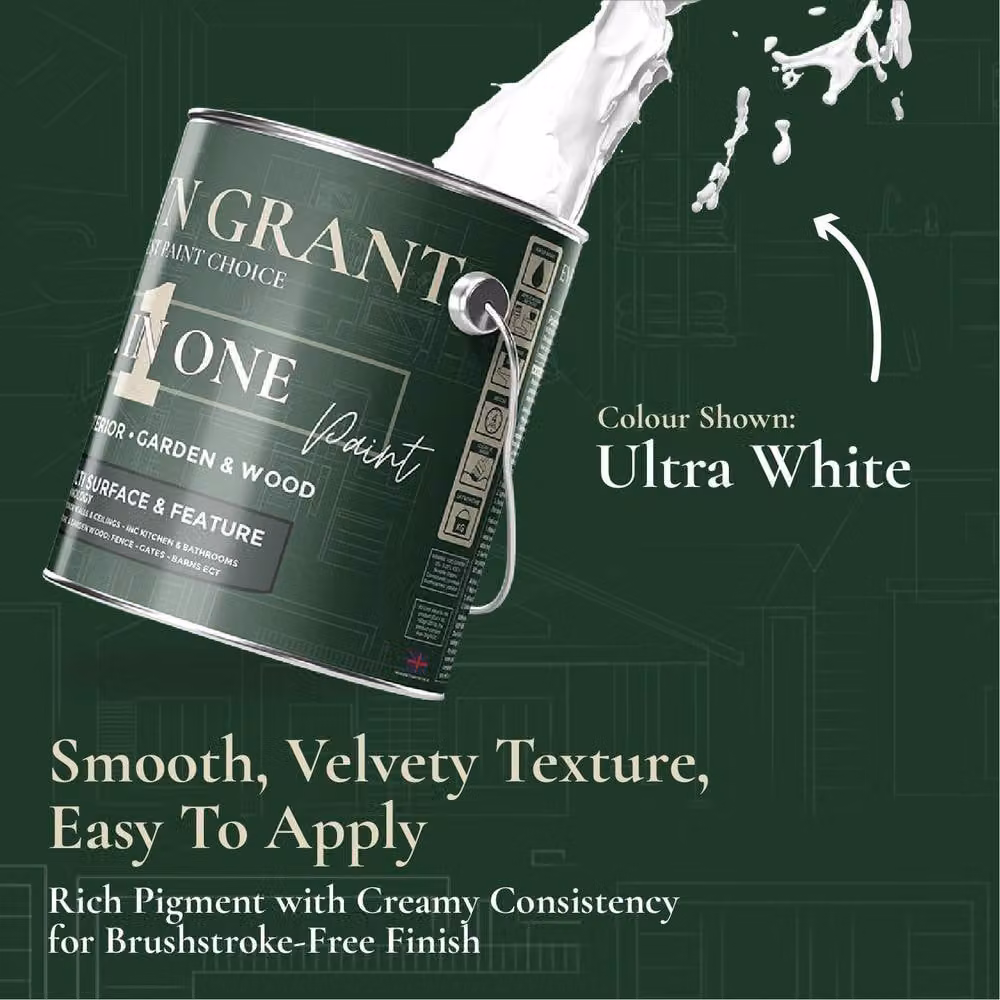 Evelyn Grant All-In-One Multi-Surface Indoor and Outdoor Matt Paint, Brilliant White, 2.5L – 3