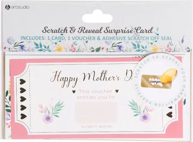 Art Studio Mothers Day Scratch Card Voucher in Multicolour