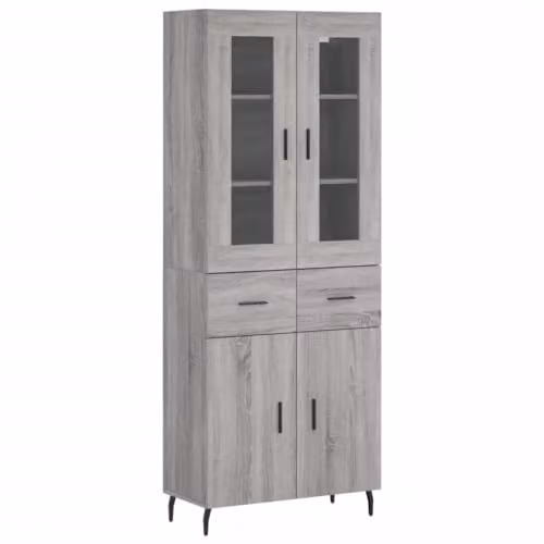 vidaXL Modern Grey Sonoma Highboard Sideboard with Metal Feet – 1