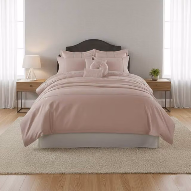 Snug City Luxury Embroidered Duvet Cover Set in Coral and Pink, King Size, 180 x 200 cm