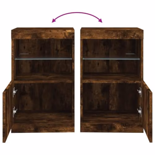 vidaXL Modern Sideboard with Integrated LED Lights in Brown Smoked Oak, W/D/H: 41 x 37 x 67 cm – 4