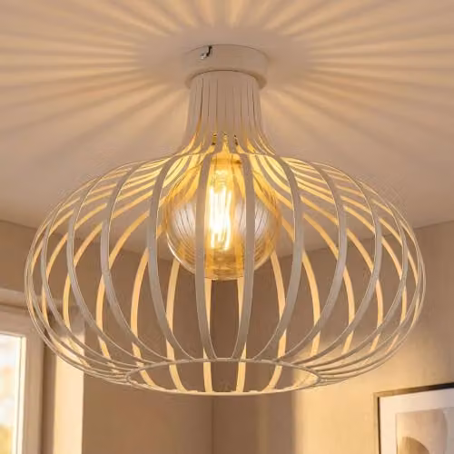 Netlighting Mateo Vintage Metal Cylinder Ceiling Light in Beige, W/D/H: 40 x 40 x 35 cm – 2
