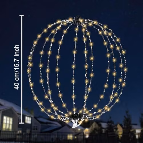 SHATCHI Warm White LED Hanging Christmas Light Sphere with 256 LEDs and Timer, Diameter: 40 cm – 2