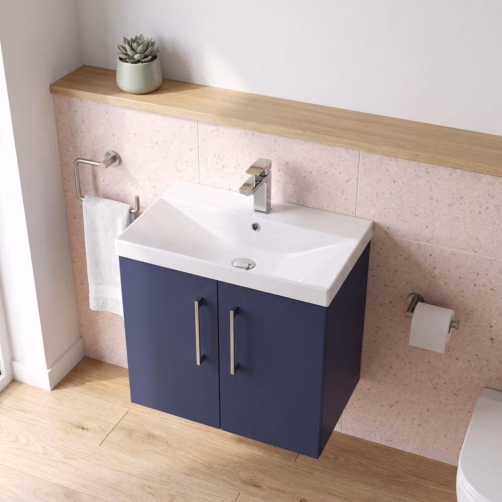 Balterley Wall Mounted Bathroom Vanity Unit with Basin and 2 Soft Close Doors, Blue – 2