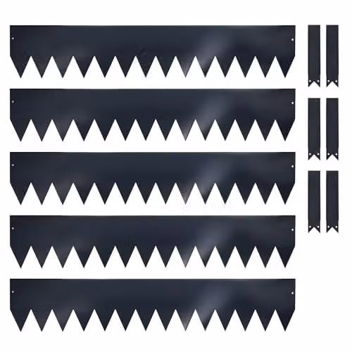 Nicoman Metal Garden Border Edging with Saw-Tooth Spikes, 5 Pack, Grey