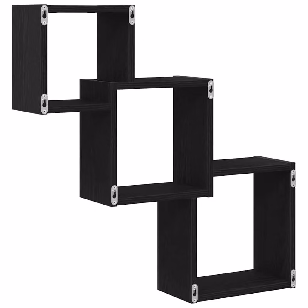 Berkfield Home Wall Cube Shelves in Black Oak, W/D/H: 68 x 15 x 68 cm – 4