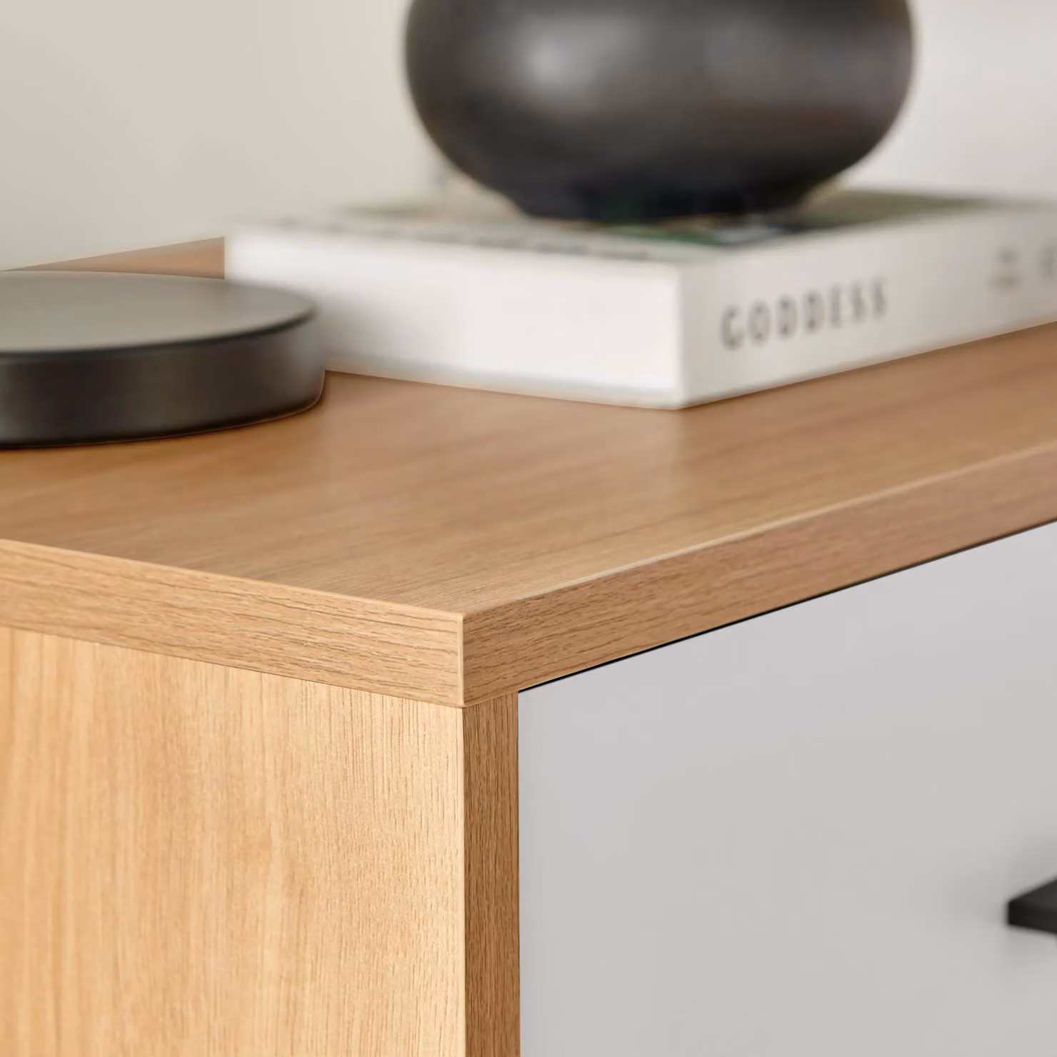 FurnitureboxUK Bisset Off-White and Wood Effect Storage Bedside Table – 2