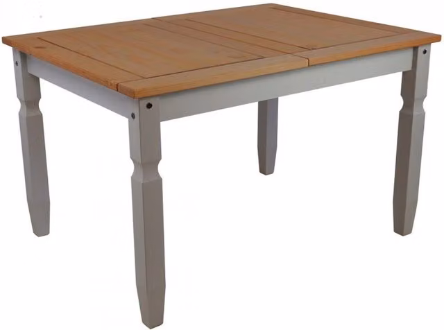 Mercers Furniture Corona Grey Wax Rectangular Drop Leaf Dining Table in Grey Pine Wood