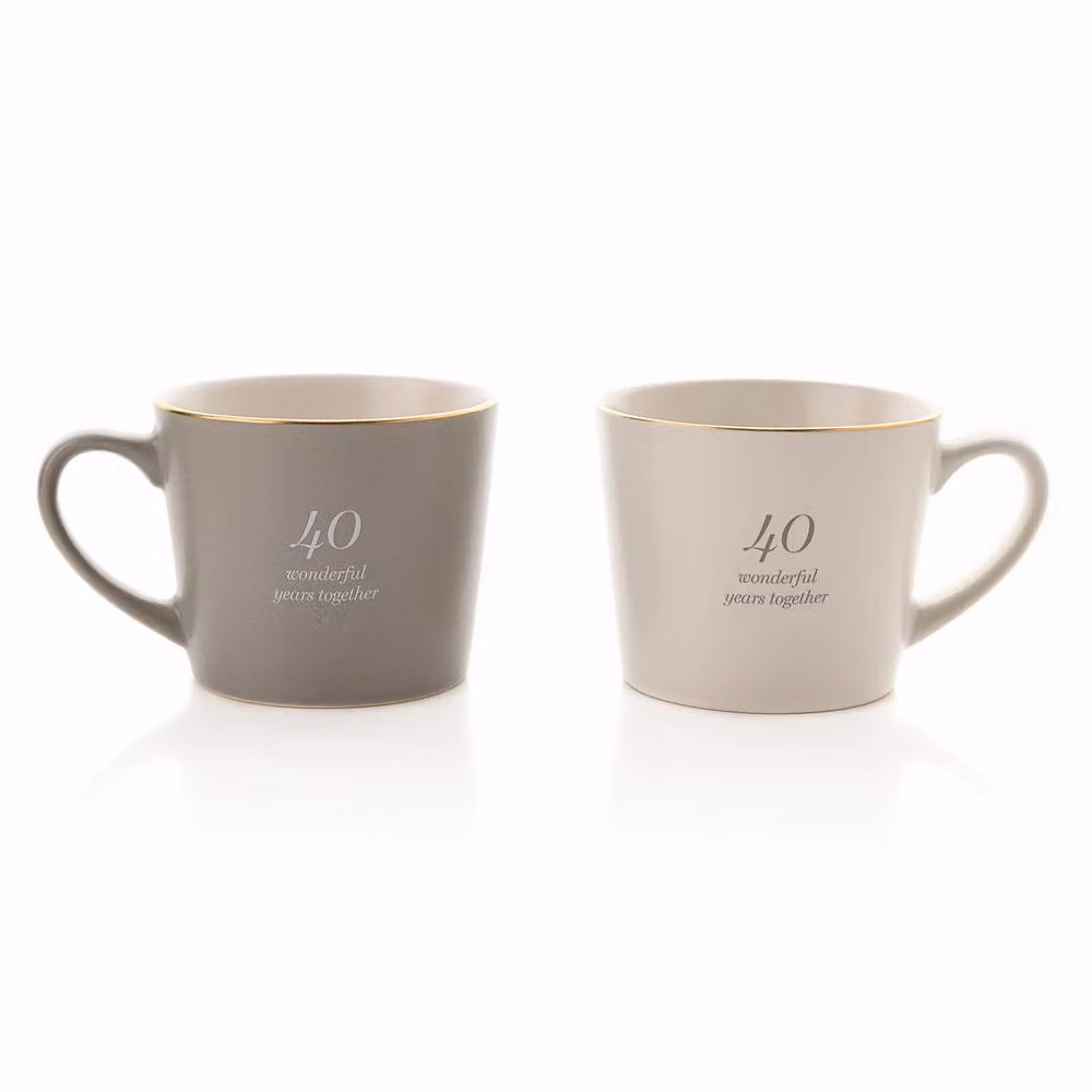Amore by Juliana Set of 2 Grey and White Stoneware Mugs – 2