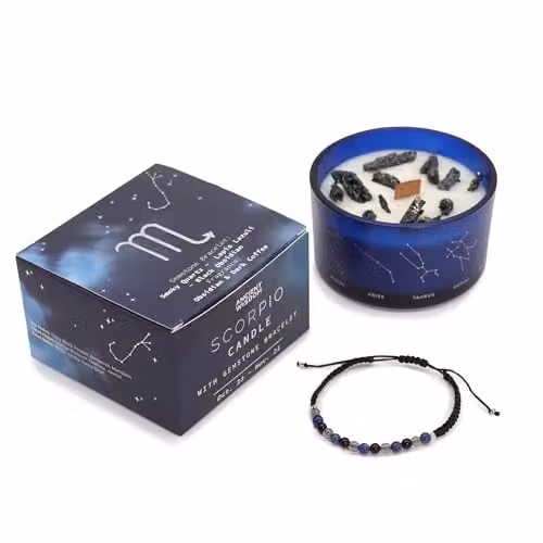 NATUKEY Scorpio Zodiac Crystal Votive Candle and Gemstone Bracelet Set – 1