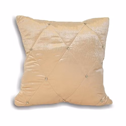 Paoletti Diamante Velvet Square Cushion in Beige, W/D/H: 45 x 45 x 45 cm