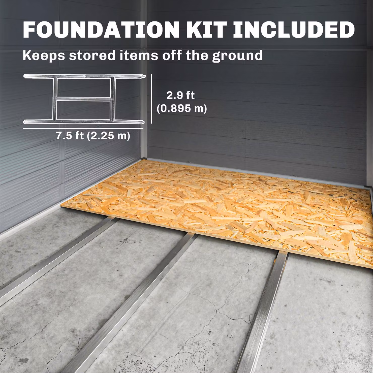 Outsunny Grey Polypropylene Garden Shed with Foundation Kit and Lockable Door – 6