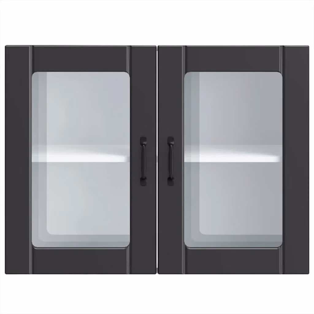 Berkfield Home Lucca Modern Matt Black Kitchen Wall Cabinet with Glass Doors – 3