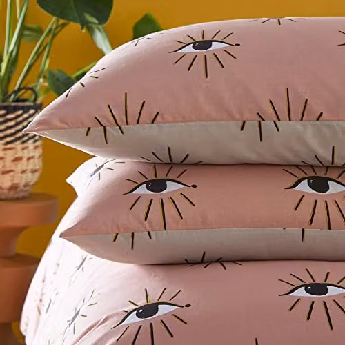 Riva Home Theia Reversible Polycotton Duvet Cover and Pillowcase Set, Pink, W: 230 cm, H: 220 cm, Pillowcase: 50 x 75 cm – 2