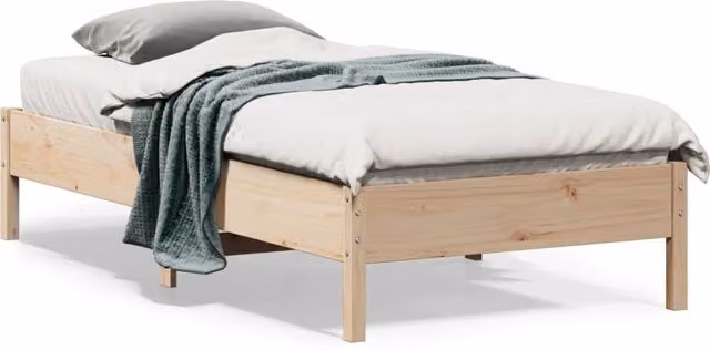 Berkfield Home Small Single Solid Wood Pine Bed Frame in Brown, W/D/H: 75 x 190 cm