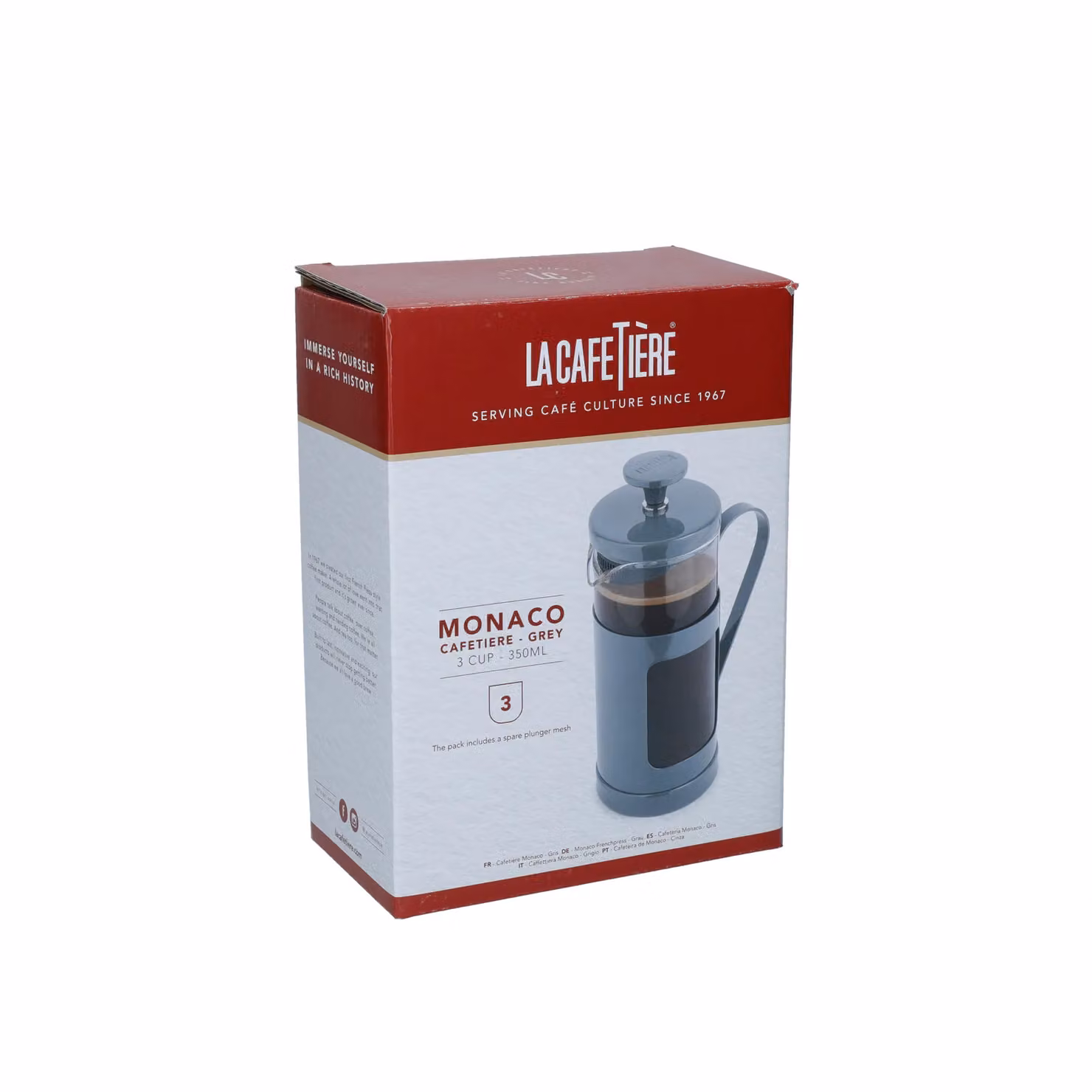 La Cafetiere Monaco Glass and Stainless Steel Cafetiere, Grey – 4