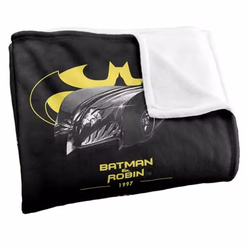 LOGOVISION Batman 85th Anniversary Batmobiles Yellow Logos Super Soft Fleece Throw Blanket, W: 127.0 cm, H: 152.4 cm – 2
