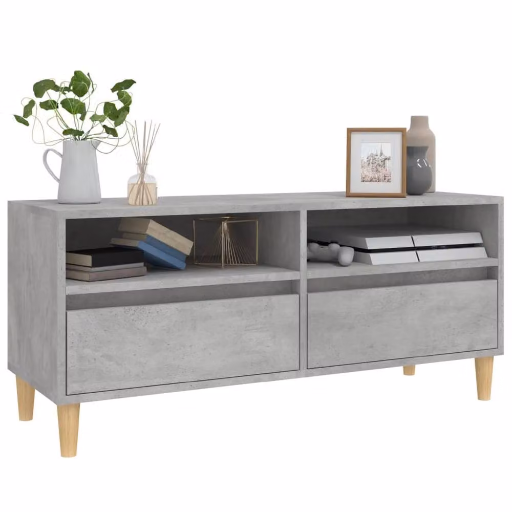 Berkfield Home TV Cabinet in Concrete Grey, W: 100 cm, D: 44.5 cm, H: 44.5 cm – 3