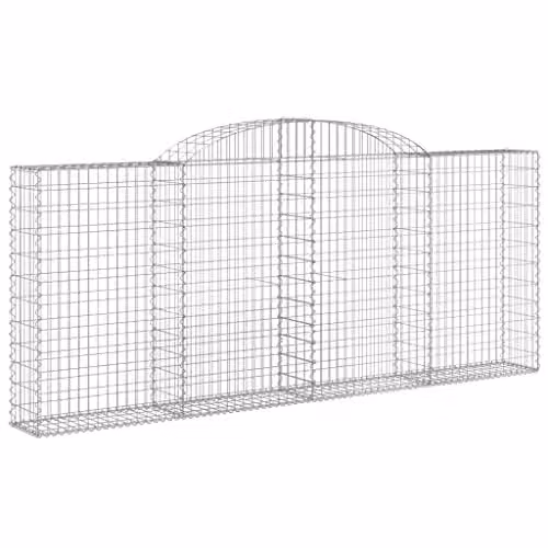 vidaXL Arched Gabion Baskets, 2 Pieces, Galvanised Steel, W: 300 cm, D: 30 cm, H: 120/140 cm – 1