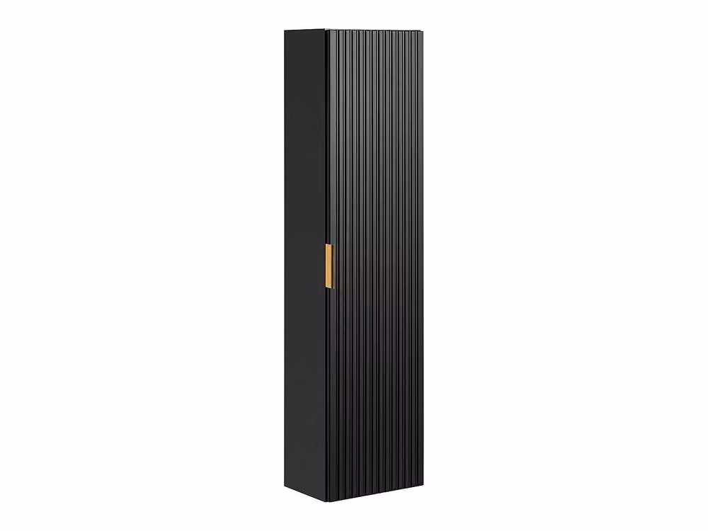 Vente-unique Modern Wall-Mounted Black Ribbed Bathroom Vanity Unit and Tall Cabinet Set with Soft-Close Doors, W/D/H: 60 x 46 x 57 cm – 4