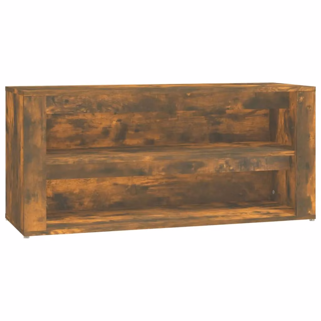 Berkfield Home Smoked Oak Shoe Rack in Brown, W/D/H: 100 x 35 x 45 cm – 2