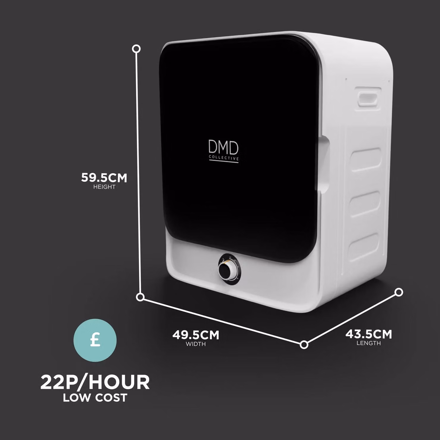 DMD Collective 3kg Mini Compact Vented Tumble Dryer, 830W, 5 Modes, White, Freestanding or Wall Mounted – 2