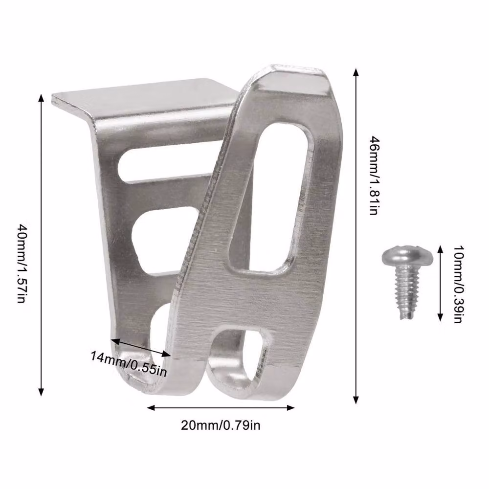 KORVIXA Silver Iron Drill Belt Clip Hooks and Screws, 50 cm – 2