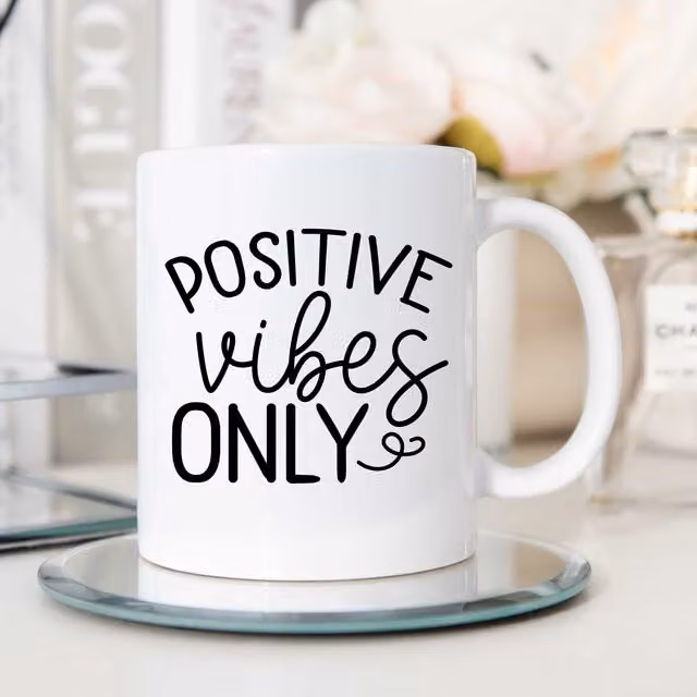 60 Second Makeover Limited Positive Vibes Only Inspirational Motivational Ceramic Mug in White