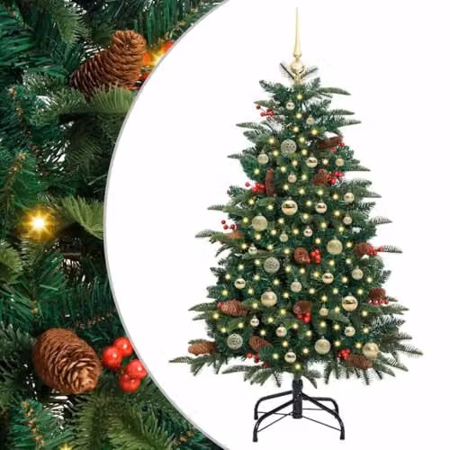 vidaXL Artificial Christmas Tree with 150 LEDs and Stand, Green, Height: 150 cm – 1