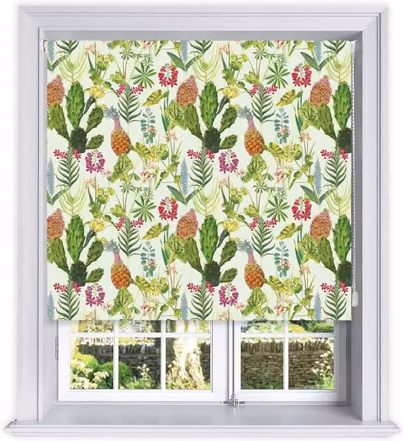 Lister Cartwright Tropical Floral Blackout Roller Blinds, Green, W: 150 cm, H: 160 cm