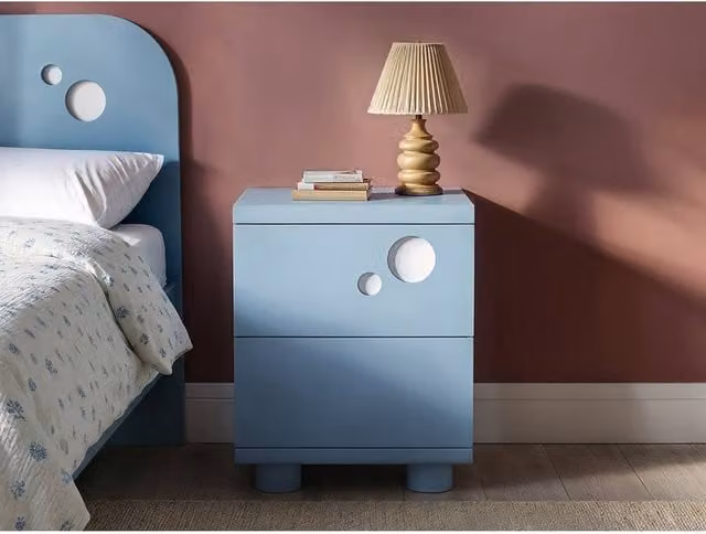 Flair Livana Modern Bedside Table in Blue and White