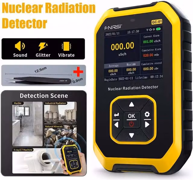 VOGREX Geiger Counter Radiation Detector and X-Ray Dosimeter in Yellow