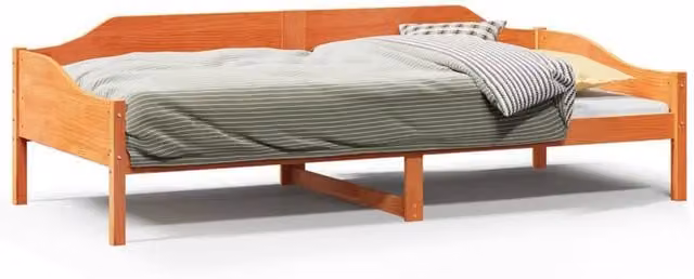 Berkfield Home Single Solid Wood Pine Bed Frame in Wax Brown, W/D/H: 90 x 190 cm