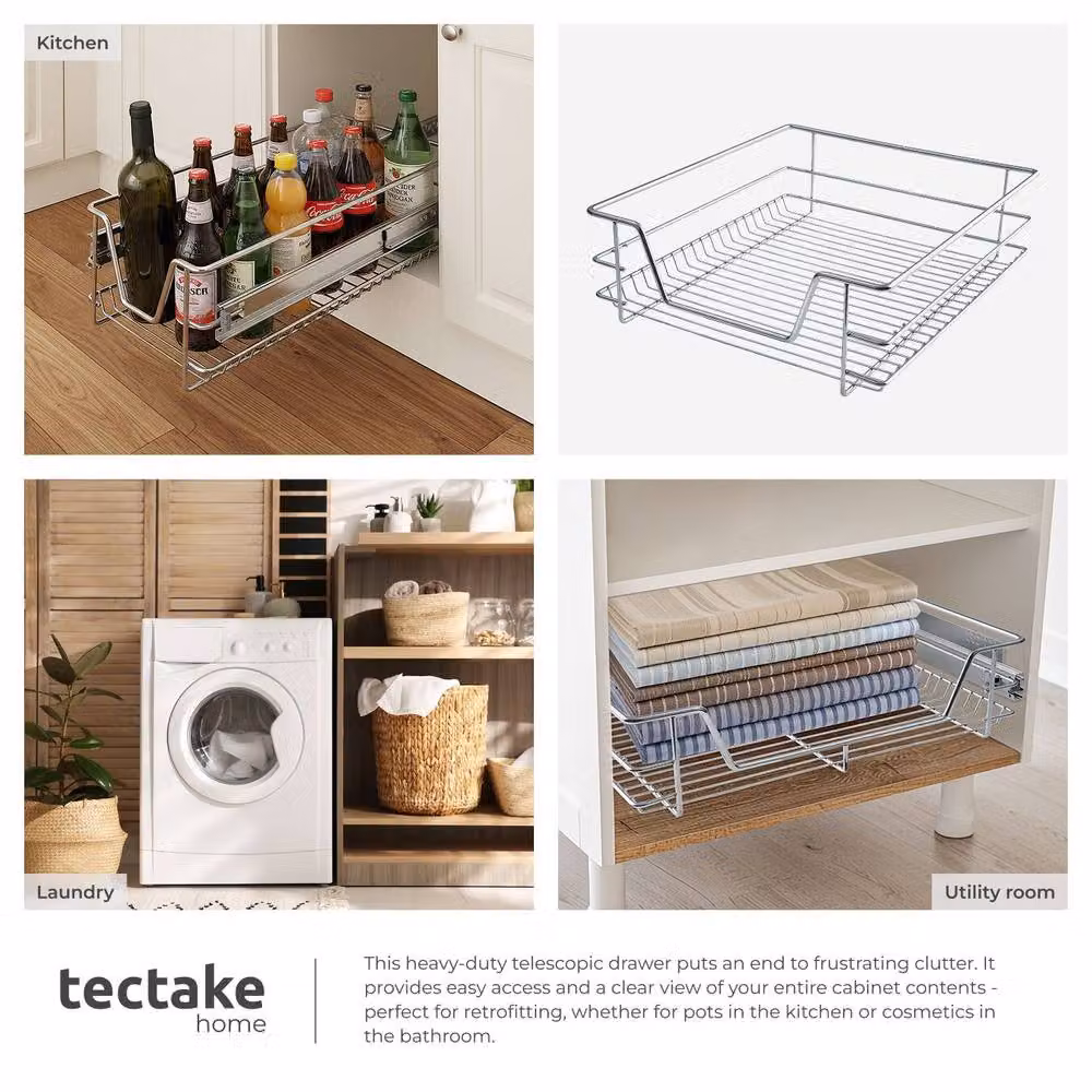 tectake 4-Drawer Set with Telescopic Runners in Silver – 3