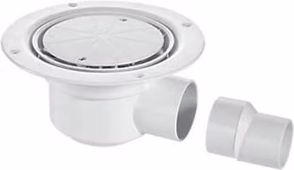 McAlpine Round Plastic Floor Standing Shower Gully in White with 40mm and 50mm Outlets