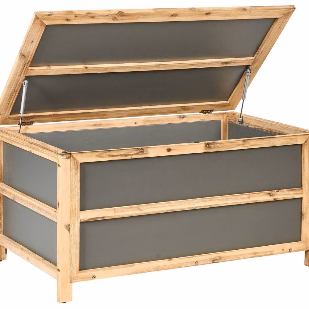 Wyld and Coco Grey Concrete and Acacia Wood Outdoor Storage Box 330L – 2