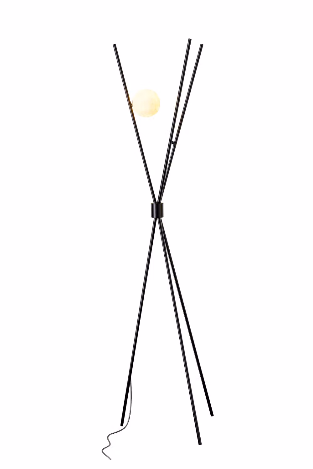 H&O Direct Black Moon Lampshade Tripod Floor Lamp with E27 Bulb Holder – 2