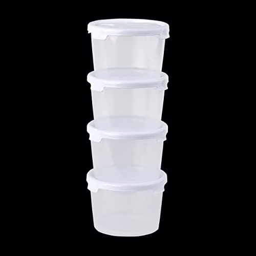 Wham Cuisine Set of 4 Round Food Boxes with White Snap Lids, 300ml each – 2