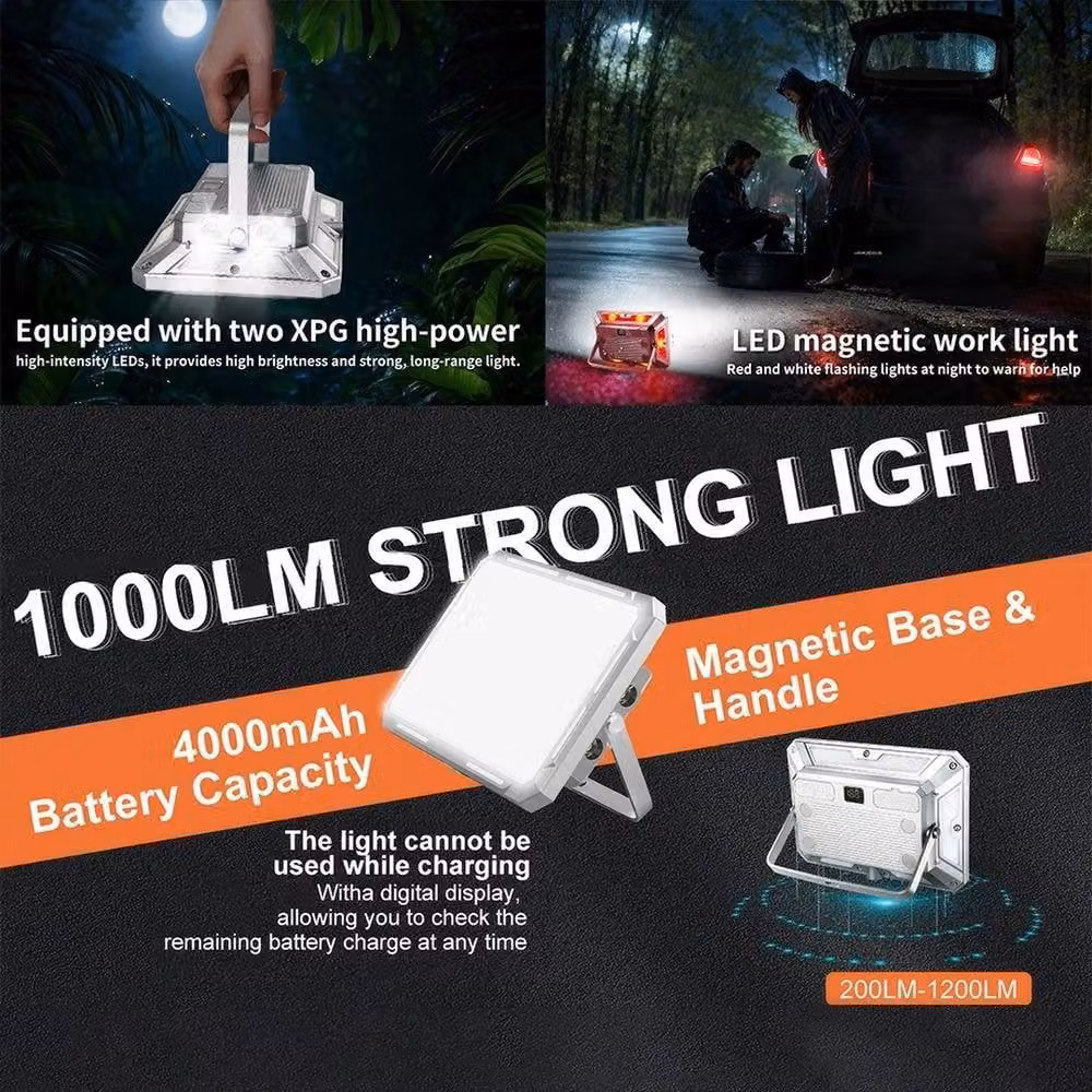 NESTLUNE Rechargeable Dimmable LED Portable Magnetic Work Light in Silver – 5