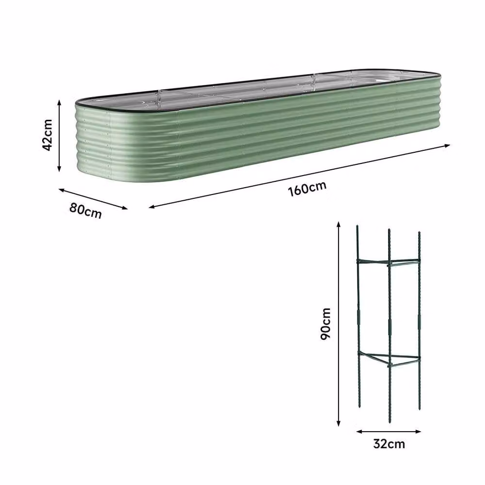 FLAVORA Green Metal Raised Bed Grow Box for Vegetables and Flowers, W/D/H: 160 x 80 x 42 cm – 2