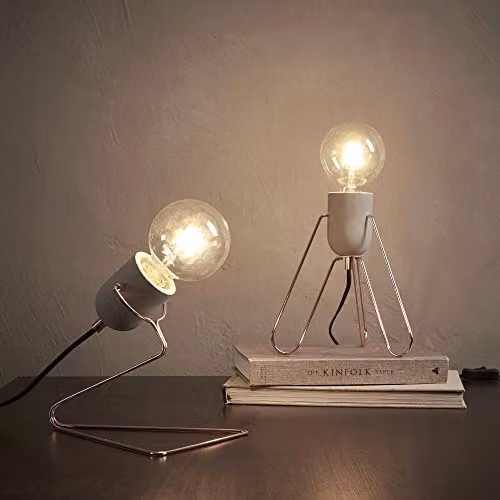 VERSANORA Modern Gold and Brass Table Lamp with Concrete and Metal Base – 2