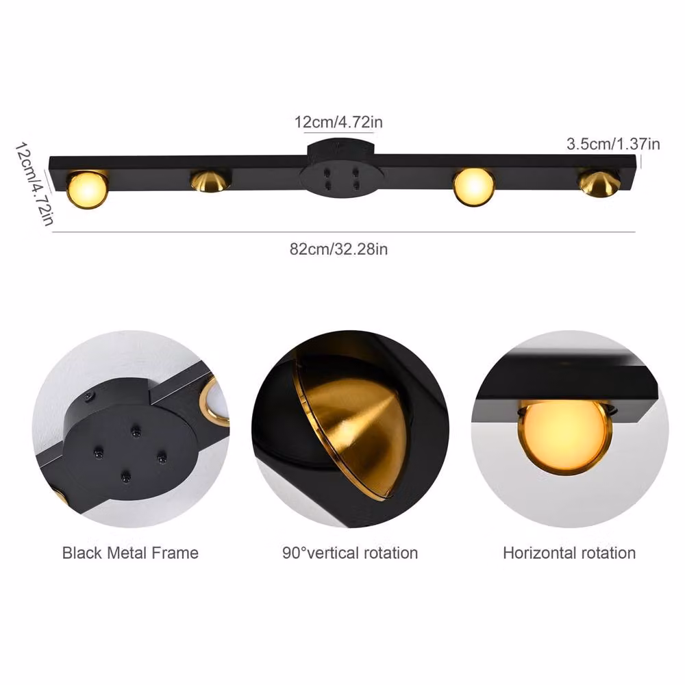 NIVOR 24W Dimmable LED Ceiling Lamp with Remote Control in Black and Gold/Brass – 2