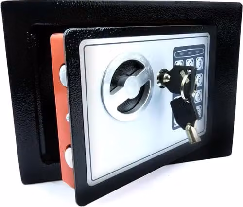 Hyfive High Security Steel Electronic Safe Box with Digital Keypad and Two Keys, Black, W: 23.0 cm, D: 17.0 cm, H: 17.0 cm – 8