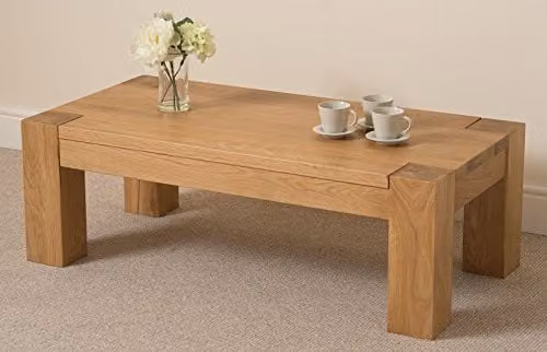 Oak Furniture King Kuba Large Oak Coffee Table in Light Oak, W: 120 cm, D: 60 cm, H: 40 cm