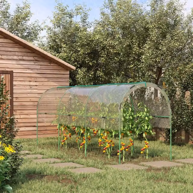 Outsunny White and Transparent Freestanding Tomato Greenhouse with Steel Frame and Plastic Cover for Vegetable Gardens