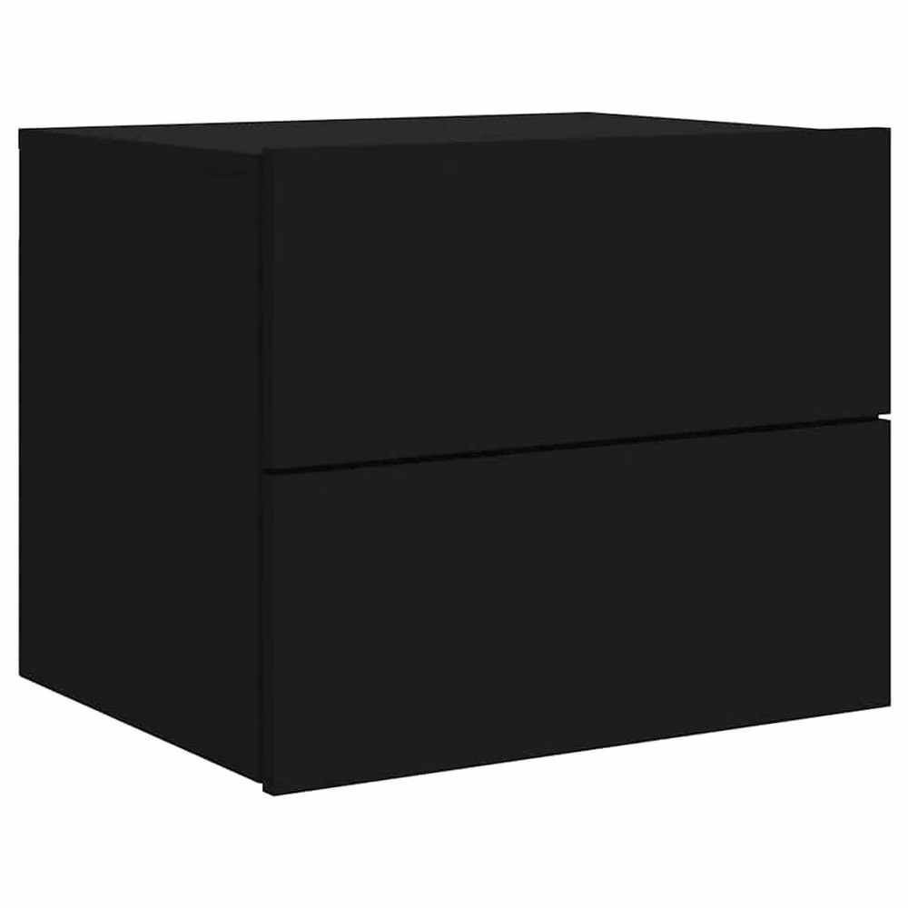 Berkfield Home Set of 2 Black Wall-mounted Bedside Cabinets with Integrated LED Lighting – 5