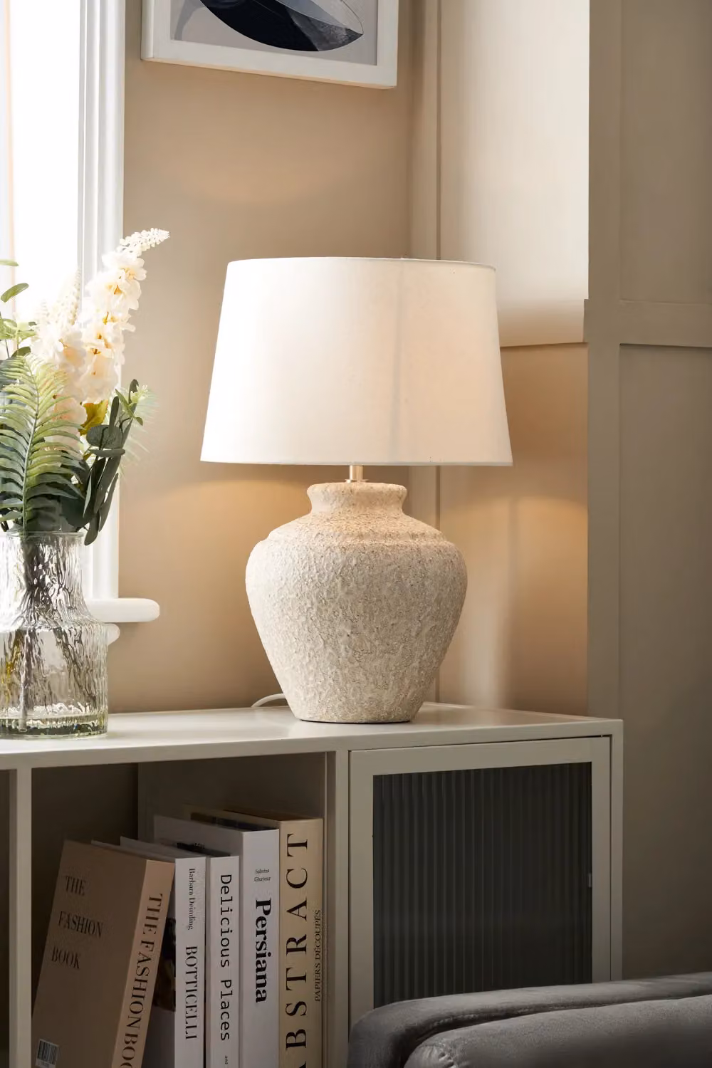 BHS Lighting Flora Natural Ceramic Table Lamp in Beige and White – 2