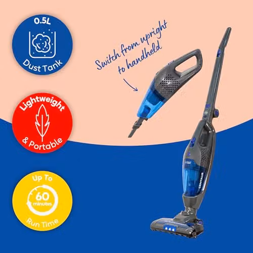 Russell Hobbs Centaur 2 in 1 Cordless Bagless Stick Vacuum, 800W, 60-Min Run Time, Grey & Blue RHSV2211 – 2